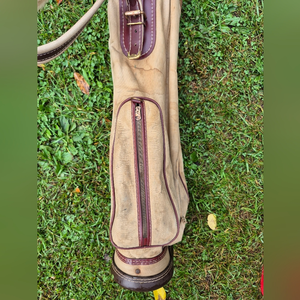 Vintage 1950's Atlantic Canvas/Leather 13-Way Sunday Carry Golf Bag with Strap - Picture 10 of 11